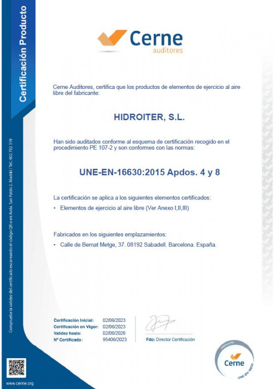 CERTIFICACIÓ MEIN HIDROITER, S.L.